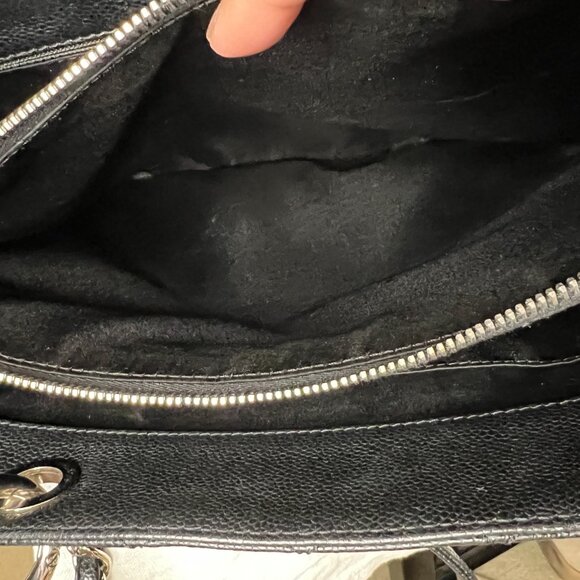 CHANEL GST Quilted Caviar Leather Tote Black Chain Silver HW Italy Auth - Picture 8 of 14